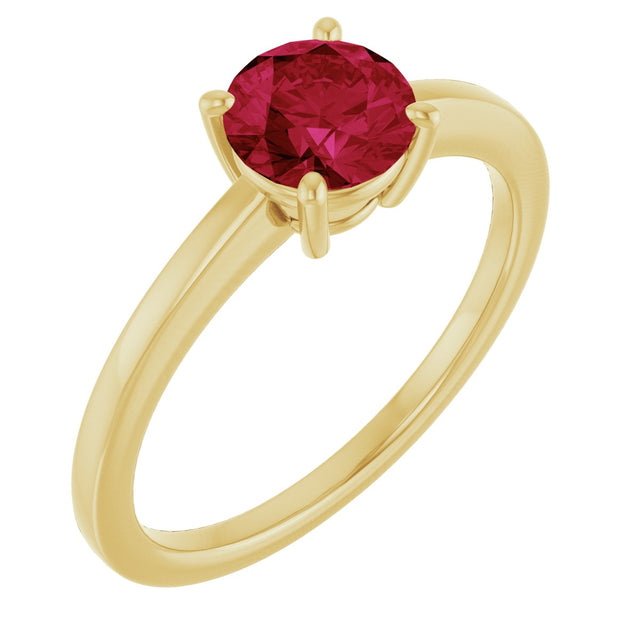 10K Gold Oval Lab-Grown Ruby Solitaire Ring - Yellow Gold