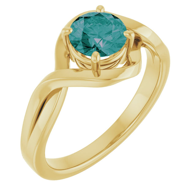 14K Gold Round Lab-Grown Alexandrite Infinity-Inspired Ring - Yellow Gold