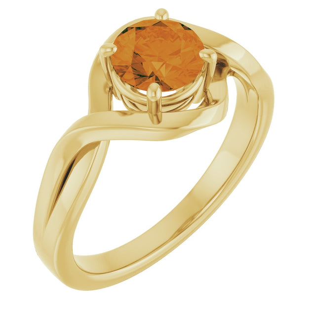 14K Gold Round Natural Citrine Infinity-Inspired Ring - Yellow Gold