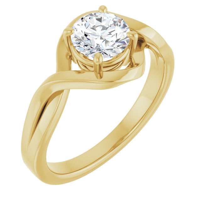 14K Gold Round Natural White Sapphire Infinity-Inspired Ring - Yellow Gold