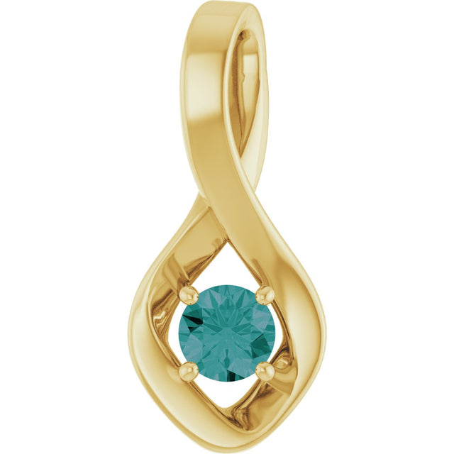 14K Gold Oval Lab-Grown Alexandrite Infinity-Inspired Pendant - Yellow Gold