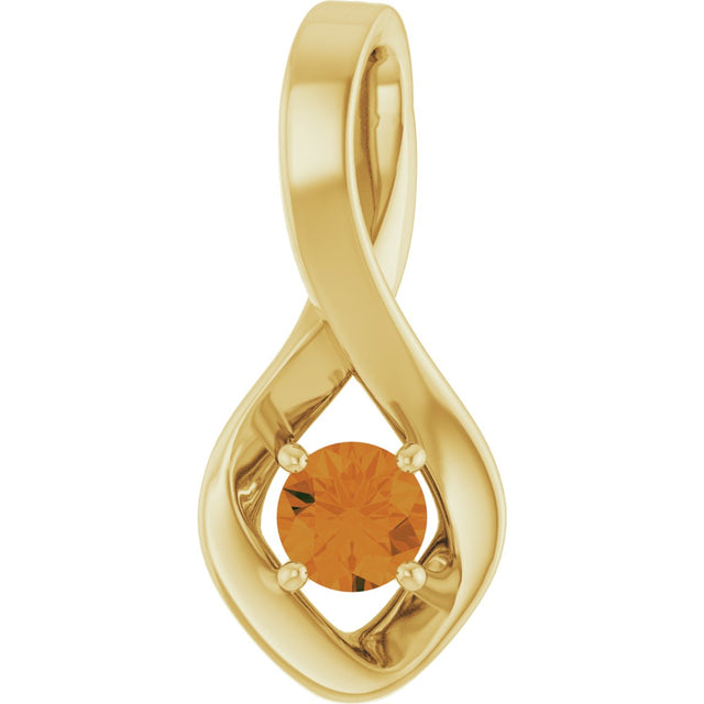 14K Gold Oval Natural Citrine Infinity-Inspired Pendant - Yellow Gold
