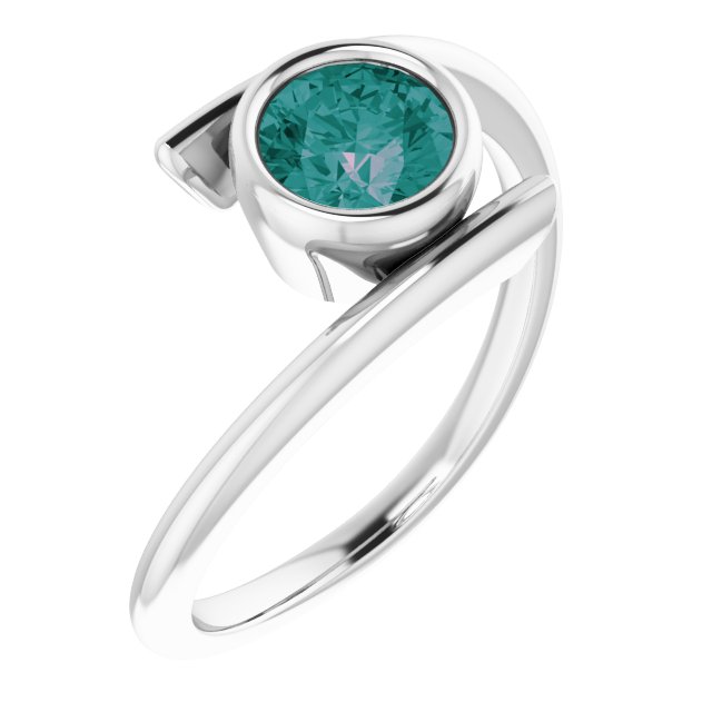 Platinum Round Lab-Grown Alexandrite Bezel-Set Solitaire Ring – 5.5mm Stones