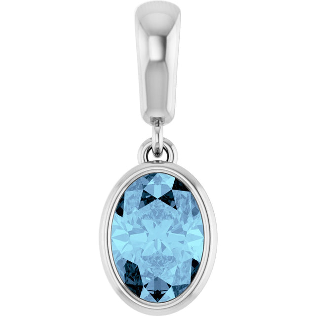 14K Gold Oval Natural Aquamarine Bezel-Set Pendant