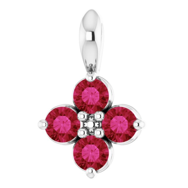 Platinum Round Natural Ruby Youth Birthstone Necklace or Pendant
