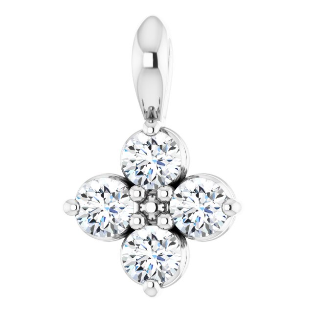 Platinum Round Natural White Sapphire Youth Birthstone Necklace or Pendant
