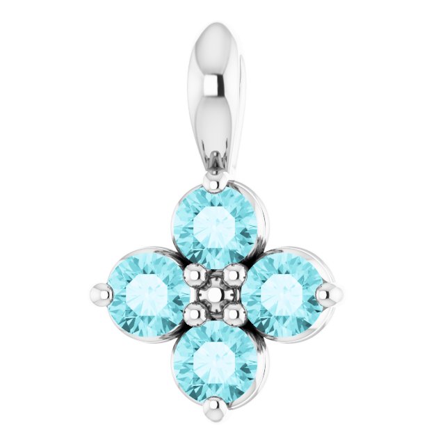 Platinum Round Natural Blue Zircon Youth Birthstone Necklace or Pendant