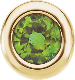 14K Gold Round Peridot Birth of a Child Solitaire Pendant - Yellow Gold
