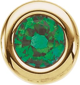 14K Gold Round Emerald Birth of a Child Solitaire Pendant - Yellow Gold