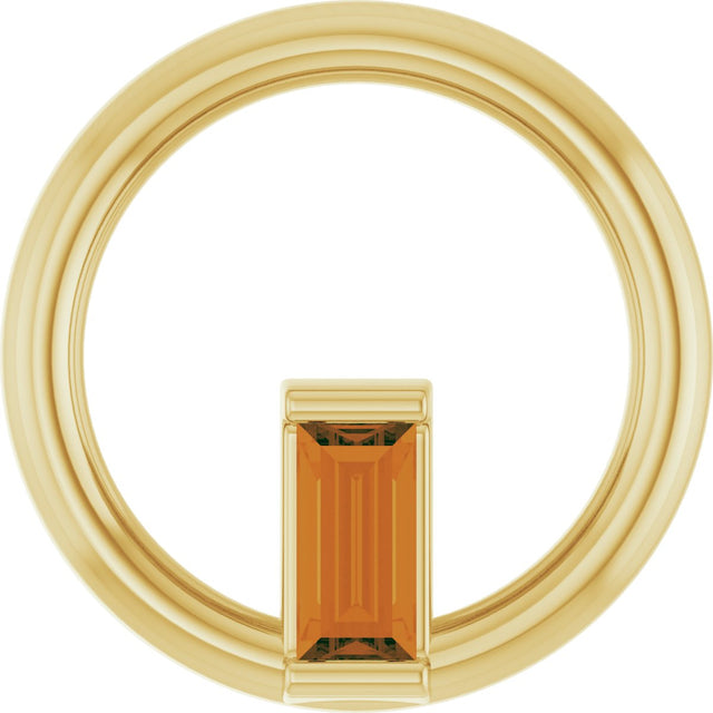 14K Gold Natural Citrine Straight Baguette Circle Necklace or Pendant - Yellow Gold