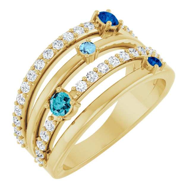 14K Gold Round Natural Diamond Negative Space Ring No. 2 - Yellow Gold