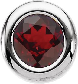 14K Gold Round Mozambique Garnet Birth of a Child Solitaire Pendant - White Gold