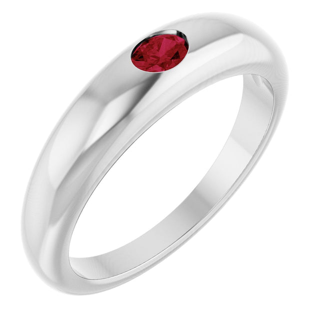Platinum Oval Natural Ruby Petite Dome Ring