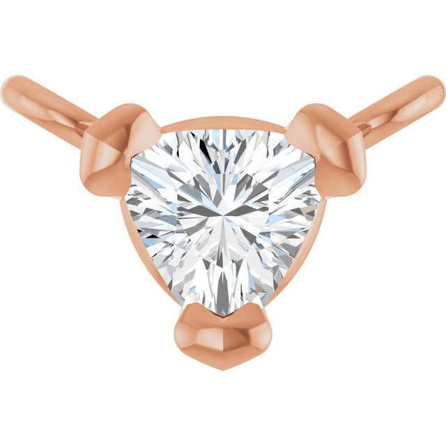 14K Gold Trillion Lab-Grown Diamond Solitaire Necklace - Rose Gold