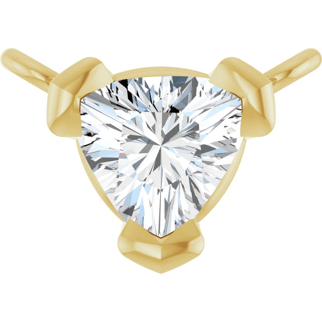14K Gold Trillion Natural Diamond Solitaire Necklace - Yellow Gold