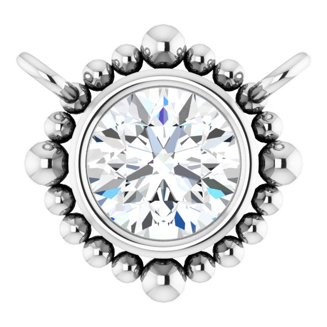 Platinum Round Natural Diamond Beaded Bezel-Set Necklace – 3-5mm Stones