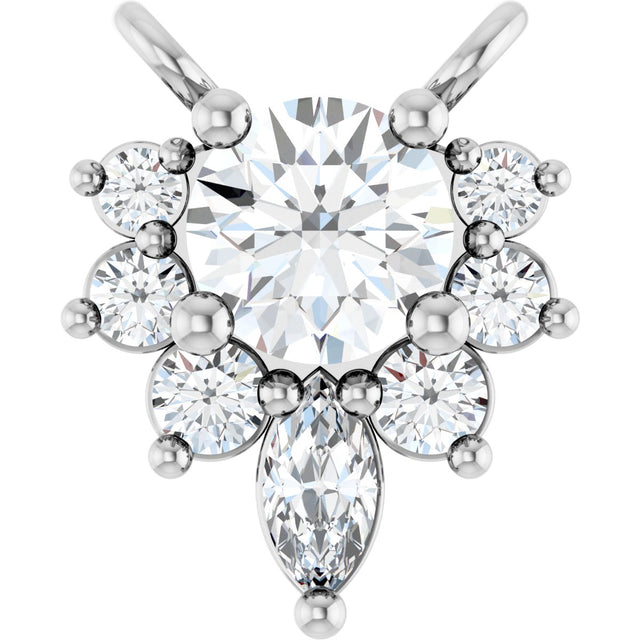 Platinum Round Lab-Grown Diamond Accented Necklace – 1/4 CTW