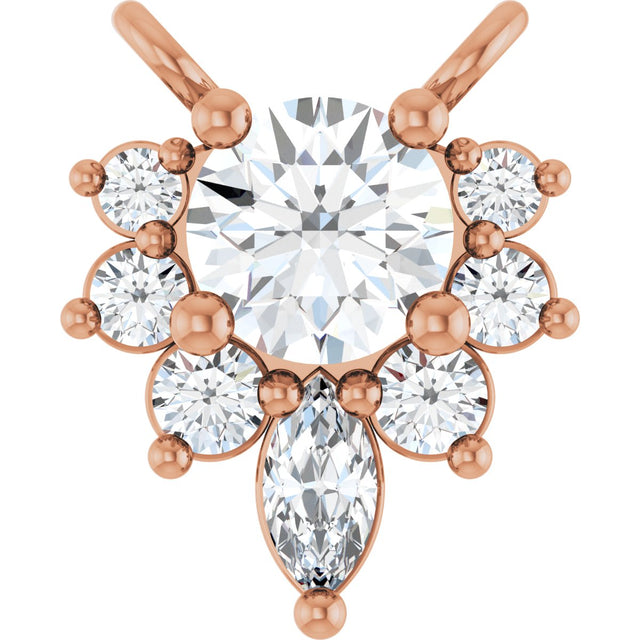 14K Gold Round Lab-Grown Diamond Accented Necklace – 1/4 CTW - Rose Gold