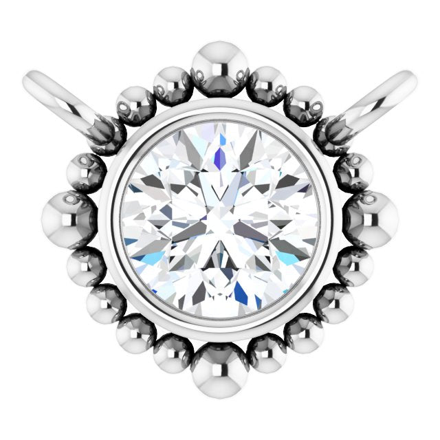 Platinum Round Lab-Grown Diamond Beaded Bezel-Set Necklace