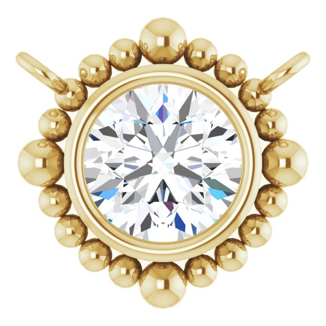14K Gold Round Lab-Grown Diamond Beaded Bezel-Set Necklace - Yellow Gold