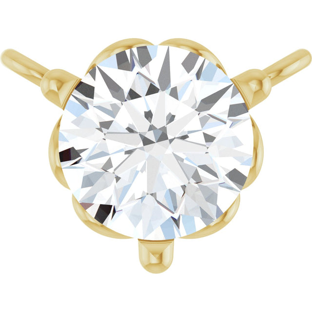 14K Gold Round Natural Diamond Solitaire Necklace – 3-5mm Stones - Yellow Gold