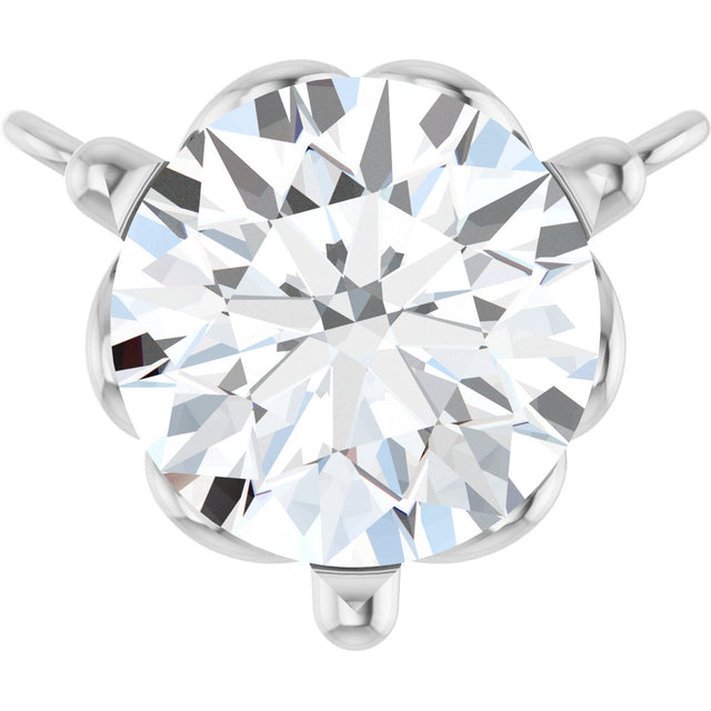 Platinum Round Lab-Grown Diamond Solitaire Necklace – 3-5mm Stones
