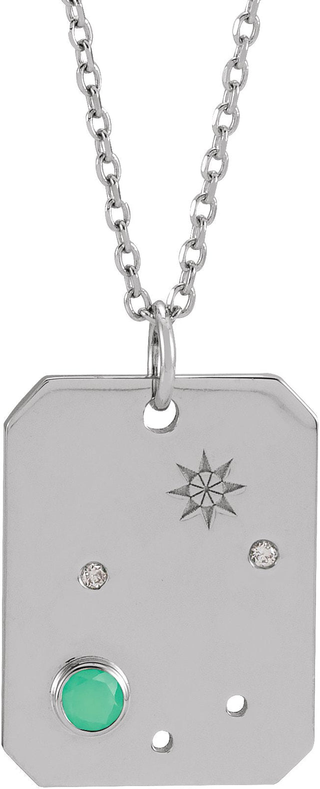 14K Gold Round Natural Diamond Libra Constellation Necklace or Pendant - White Gold