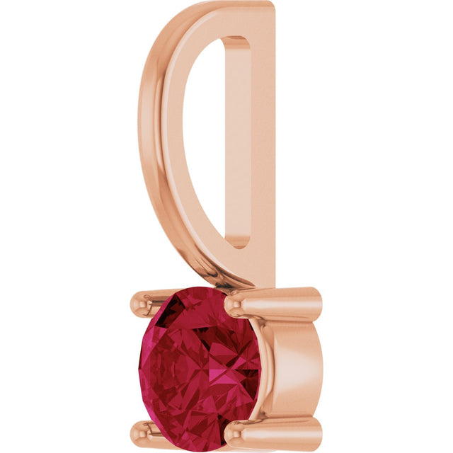 14K Gold Round Lab-Grown Ruby Solitaire Pendant - Rose Gold - view 5