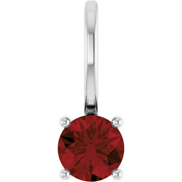 Platinum Round Mozambique Garnet Solitaire Pendant - view 4