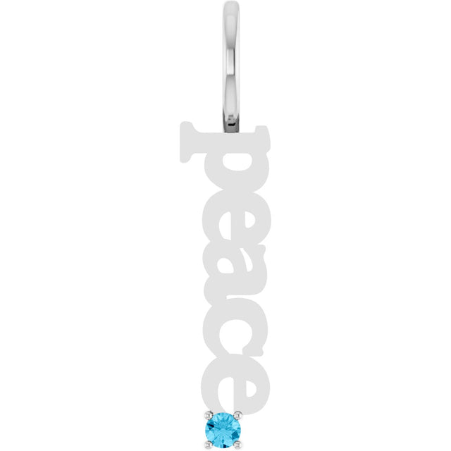 Platinum Round Natural Aquamarine Peace Pendant
