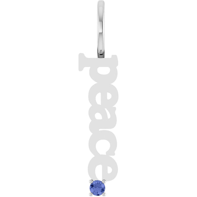 Platinum Round Natural Tanzanite Peace Pendant