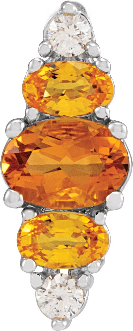 14K Gold Oval Natural Multi-Gemstone Bar Necklace or Pendant - White Gold