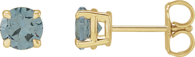 14K Gold Natural Gray Spinel Round 4-Prong Claw Stud Earrings - Yellow Gold