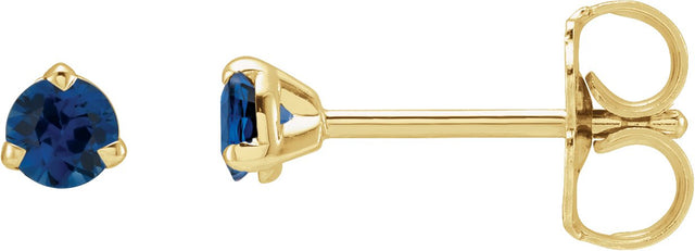 14K Gold Natural Blue Sapphire Round 3-Prong Claw Cocktail-Style Stud Earrings - Yellow Gold