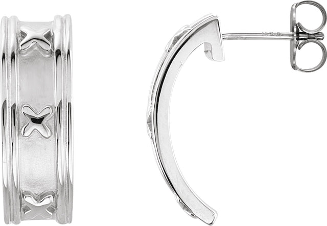 14K Gold J-Hoop Earrings III - White Gold