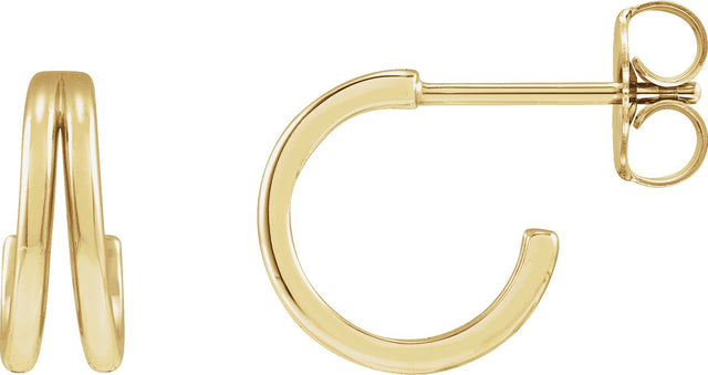 14K Gold Hoop Earrings V - Yellow Gold
