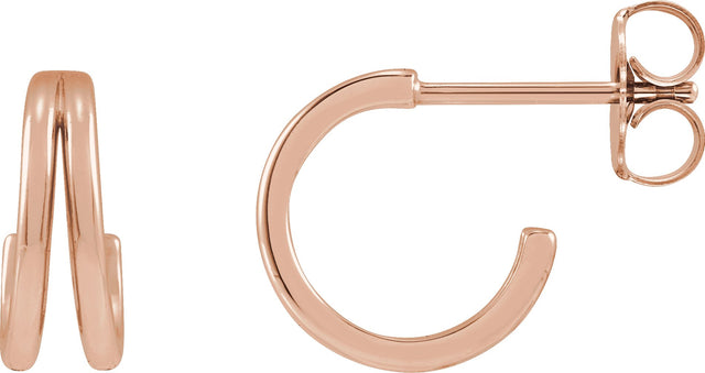14K Gold Hoop Earrings V - Rose Gold