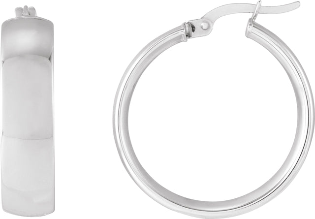 14K Gold Tube Hoop Earrings IV - White Gold