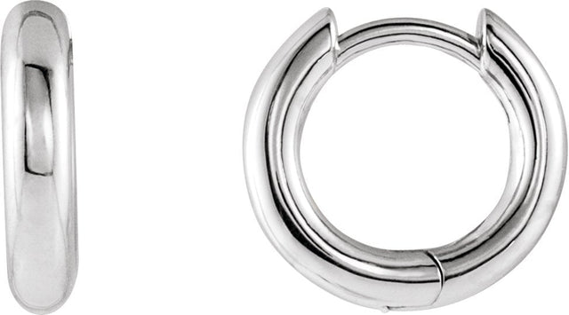 14K Gold Hinged Hoop Earrings No. 9 - White Gold