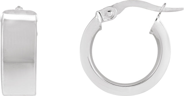14K Gold Flat Tube Hoop Earrings