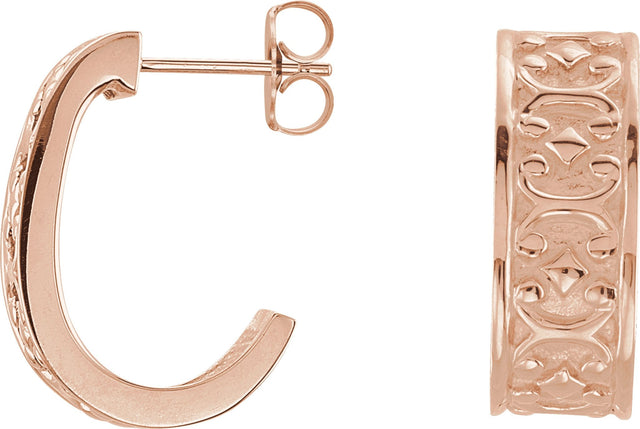14K Gold J-Hoop Earrings IV - Rose Gold