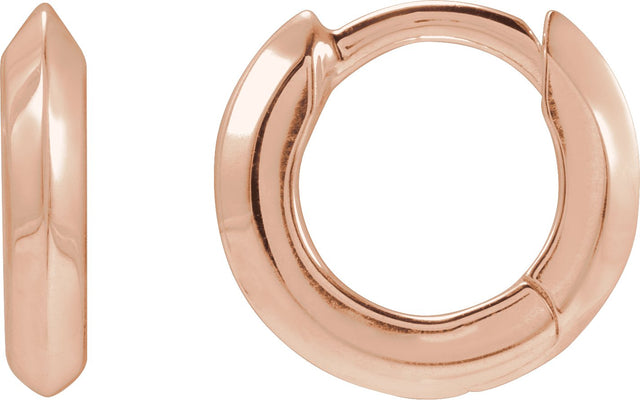 14K Gold Knife-Edge Hoop Earrings II - Rose Gold