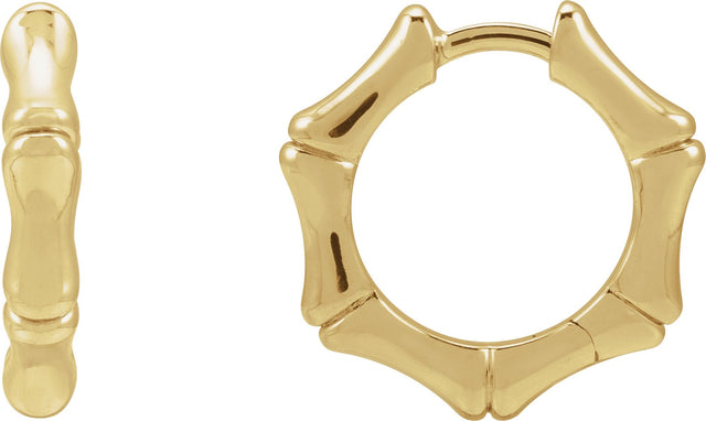 14K Gold Bamboo Hoop Earrings - Yellow Gold