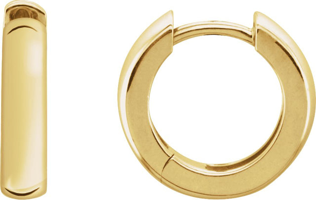 14K Gold Hinged Hoop Earrings V - Yellow Gold