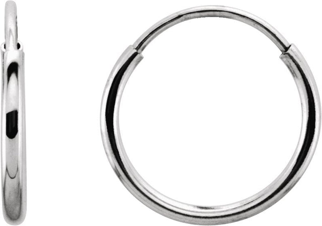 14K Gold Endless Tube Hoop Earrings - White Gold