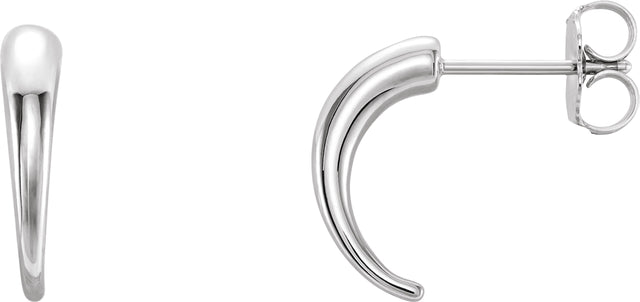14K Gold J-Hoop Earrings – 13x2.9mm - White Gold