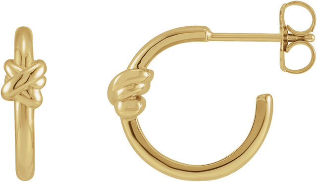 14K Gold Knot Hoop Earrings - Yellow Gold