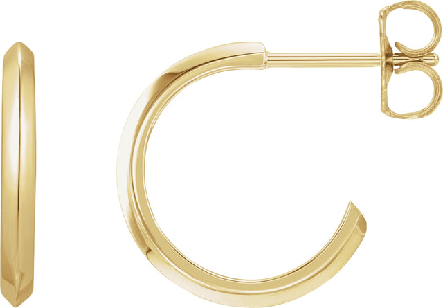 14K Gold Knife-Edge Hoop Earrings - Yellow Gold