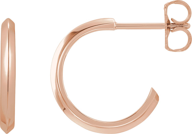 14K Gold Knife-Edge Hoop Earrings - Rose Gold