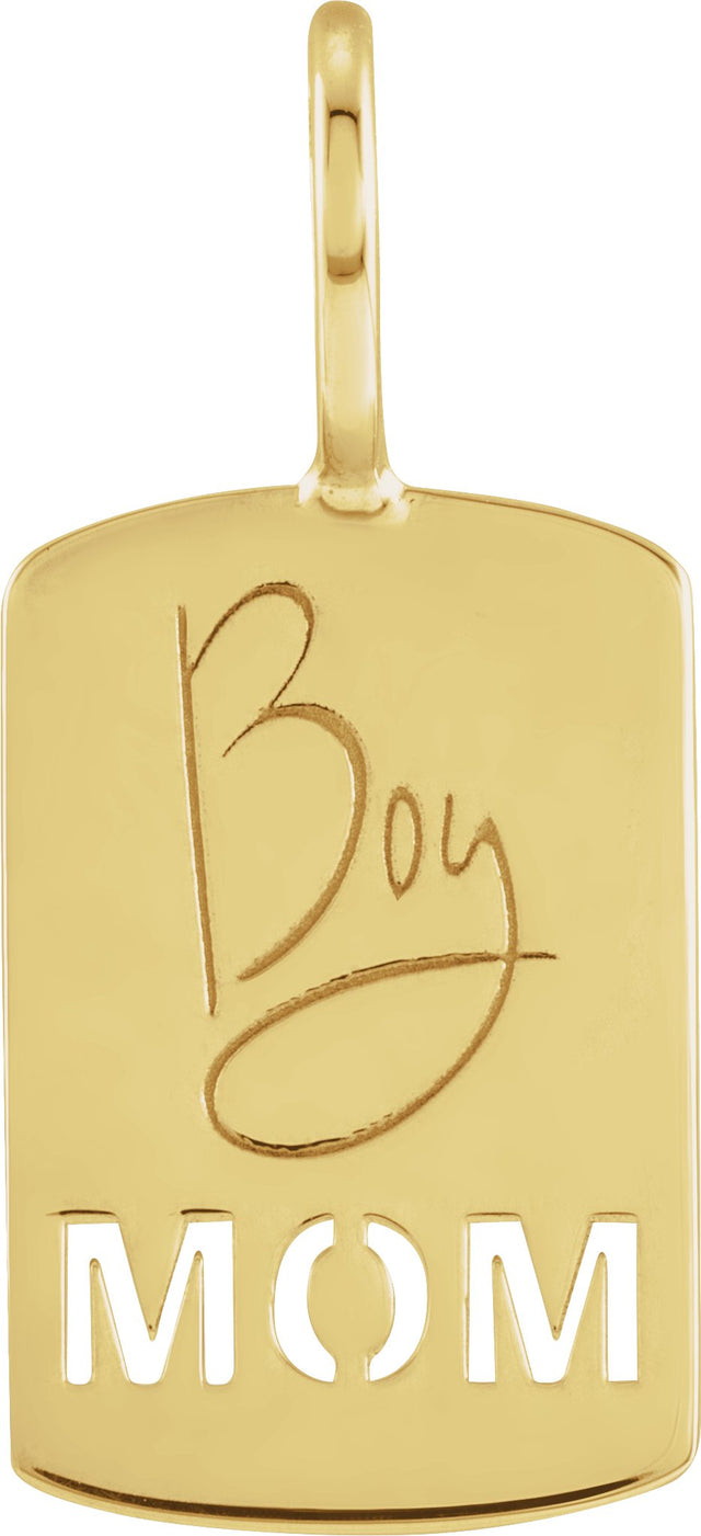 14K Gold Engravable Mom Pendant - Yellow Gold